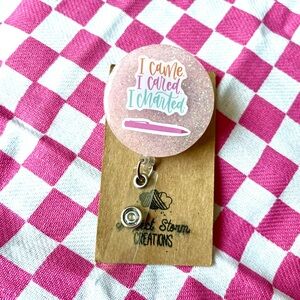 I Came I Cared I Charted Nurse Medical Glitter Handmade Resin Badge Reel